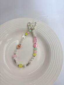 Ins Cute Butterfly Bear Diy Beaded Mobile Phone Chain Mobile Phone Case Anti-Lost Mobile Phone Lanyard Chain - View 3