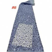 Vải ren châu Phi chất lượng cao năm 2026 với thêu sequin, vải ren lưới Pháp dành cho cô dâu và chú rể Nigeria để may váy cưới. - A - Xem 7