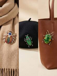 Broches de escarabajo con esmalte y rhinestone - Alfileres de insectos de lujo para mujeres, accesorios de joyería casual para fiestas / regalos para amigos, insignias decorativas - escarabajo - Ver 4