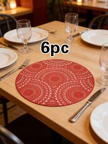 1/4/6pcs Faux Mechanical Gear PVC Gold Foil Placemats, Hotel Restaurant Decor Heat Insulation Non-Slip Table Mats, Suitable For Wedding Party, Christmas, Valentine's Day, Holiday Celebration, Picnic, Birthday Banquet Table Decoration - Multicolor - View 12