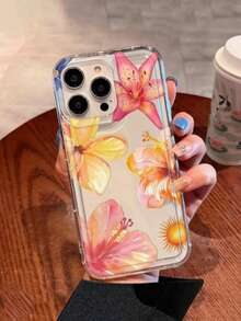 1个海洋元素海星贝壳海龟百合花印花透明简约手机壳，适用于 17 Pro Max/16 Pro Max/16 Plus/15/14/Pro Max/13 Pro Max/12 Pro Max/11，时尚保护套 - 彩色 - 查看 4