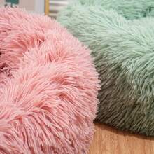 1 pieza Cama redonda de peluche para todas las estaciones, adecuada para gatos y perros pequeños/medianos/grandes, nido para dormir profundamente - Rosa - Ver 7