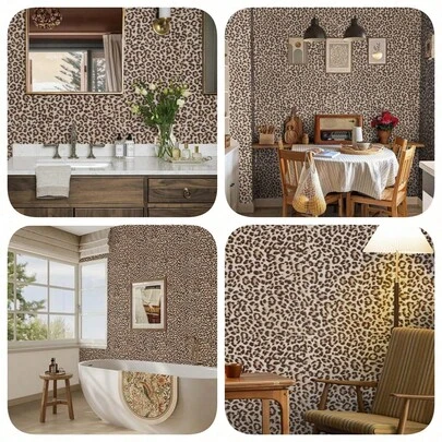 40cm*100/300/500cm PVC Luxury Leopard Print Texture Wallpaper, Easy To Install, Self-Adhesive, Won't Damage Walls, DIY Wall Decor For Rental House Or Dorm