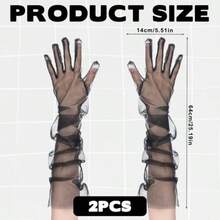 Mes Ves  Women 27.5'' Black Seer Ves Mes Tulle Opera Ce Costume Party Wedding Elbow Lengt Ve  Wedding Idal - 如圖 - 查看 2