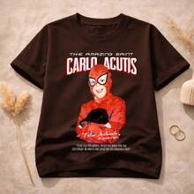 Premium Unisex T-Shirt Carlo Acutis Religious Fashion - Rỉ Nâu - Xem 2