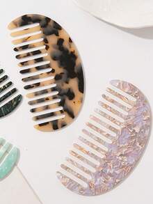 Acetate Geometric Hair Comb, Minimalist Retro Cute Elegant Semi-Circle Hair Brush, Korean Style - Multicolor - View 9