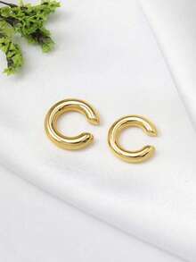 2 pièces/set Boucles d'oreilles clip en forme de lettre C pour femmes, bijoux de clip de nez, convient pour toute occasion - Clips d'oreille en forme de C - Voir 4