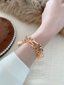 金色方形手镯式女士石英表，复古时尚气质，适合日常搭配，生日/毕业礼物，休闲聚会佳品。 - 金色 - 查看 2