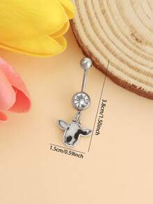 1pc Bohemian Casual Cute Cartoon Western Cowboy Mini Creative Commuter Minimalist Animal Cow Belly Button Ring - Cow Style - View 2