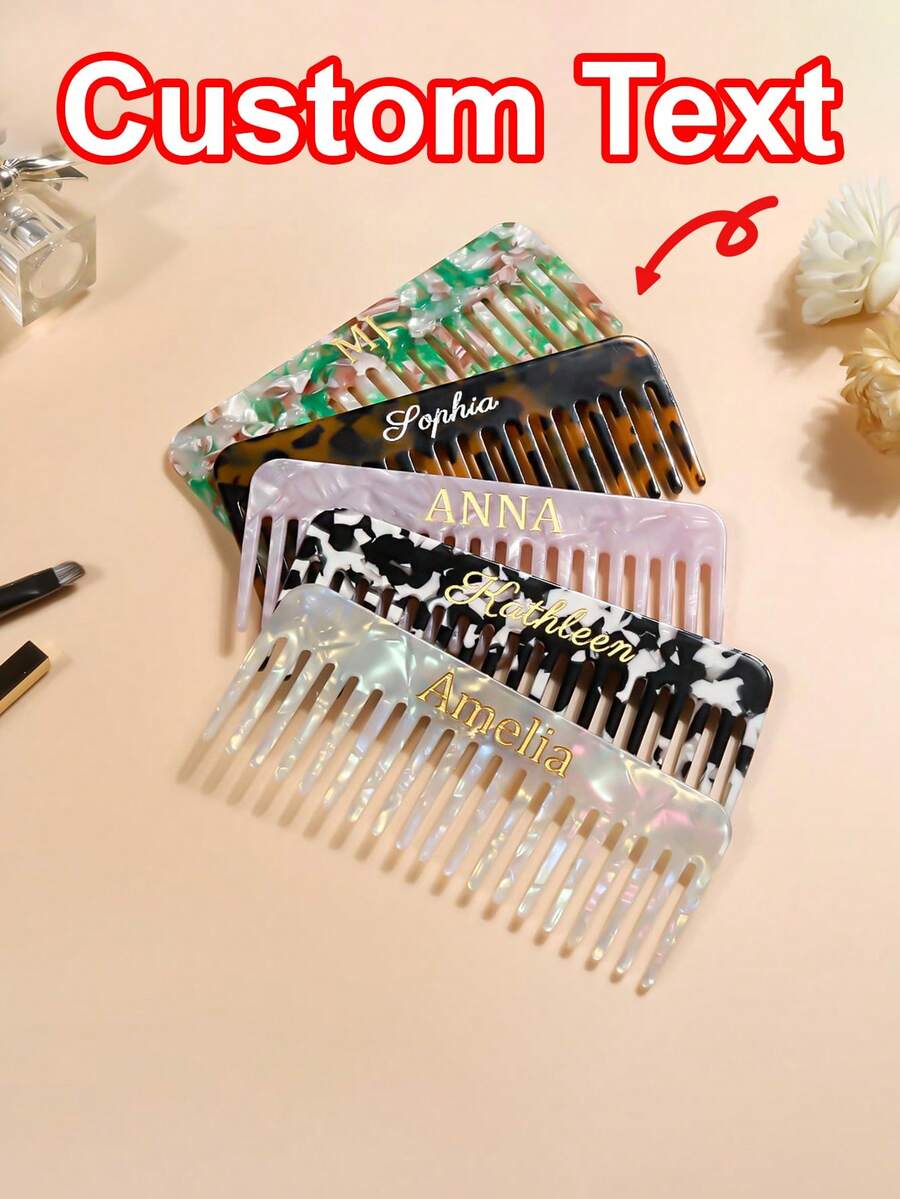 Custom Hair Comb With Gift Box, Wedding Bridesmaids Gift, Custom Initial Acetate Hair Comb, Marble Hair Comb, Pocket Hair Comb,Engraved Comb,Personalized Wide-Tooth Comb, Custom Engraved Comb, Wedding Favor, Purse Comb - Custom Wedding Combs - View 1