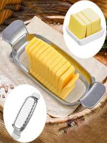 Multi-Functional Aluminum Cheese & Butter Cutter – Egg Slicer, Foie Gras & Cheese Slicer - Silver - View 3