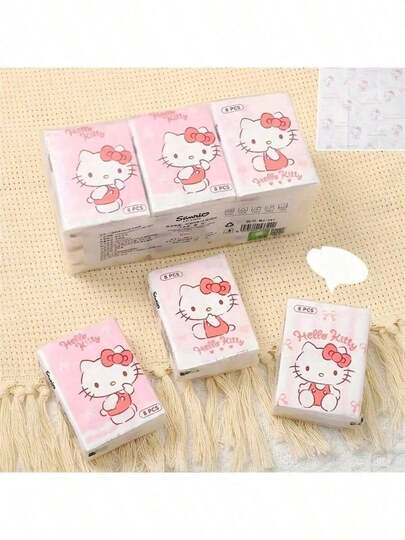 SANRIO 9pcs/Pack Themed Printed Disposable Soft & Comfortable Paper Tissues