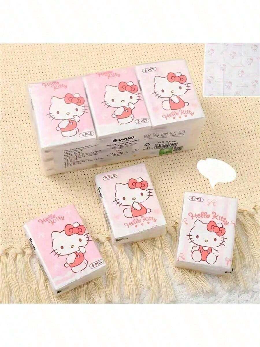SANRIO 9pcs/Pack Themed Printed Disposable Soft & Comfortable Paper Tissues - Multicolor - View 1