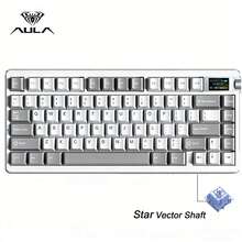 AULA Nova75 Mechanical Gaming Cream Keyboard, 8000mAh Battery, 75% Compact Layout, Gasket-Mount Design For Creamy Sound, RGB Backlight, Customizable Hot-Swappable Switches, Bluetooth/2.4GHz/USB-C Connectivity, Suitable For Gaming And Typing, Compatible With Windows And Mac - View 14