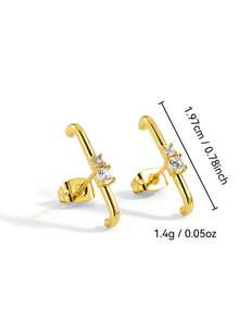 Charm-In CZ Crystal Cuff Hoop 18K Gold Plated Earrings | Dainty Minimalist Fashion Earrings For Women | Perfect For Cartilage Piercing & Stacking Wear - Gold - View 4