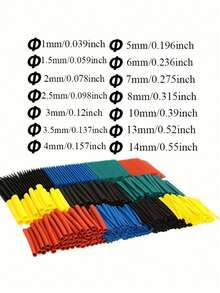 164pcs Heat Shrink Tubing Electrical Connectors, Insulation Protection Sleeves For Home & Outdoor Use, 2:1 Shrink Ratio, Multi-Size, Suitable For Electrical Connections, Great Gift - Multicolor - View 6