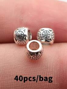 40pcs 6.1x6.1x5mm Chinese-Style Copper Coin Symbol Pattern Beads For DIY Jewelry Making Bracelet Necklace Keychain Phone Chain Making Accessories Handmade Craft Making Findings - Spacer Beads - View 9