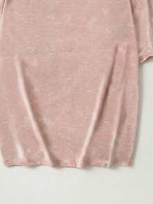 Casual Tie-Dye Short Sleeve Round Neck T-Shirt - Printed Pattern, Soft & Comfortable Fabric, Machine Washable, Summer Women Top Pink - Pink - View 9