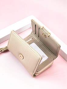 MINGYOU Short Tri-Fold Handbag Wallet, PU Leather Women's Multi-Function Wallet With Zipper, Large Capacity Coin Purse, ID Card Holder For Women Money Wallet Mini Wallet Purse Wallet Small Wallet Cute Wallet Travel Essential Summer - Apricot - View 6