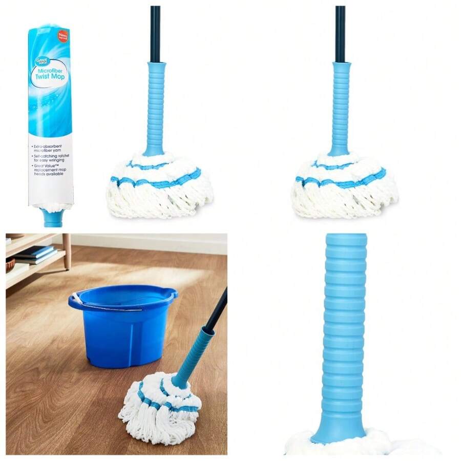 Self Wringing Microfiber Twist Mop With Ratchet Mechanism And Detachable Mop Head - 1 - 查看 1