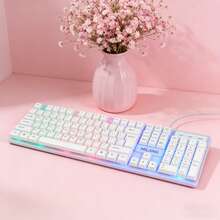Wired Keyboard, 104 Keys, LED Colorful Backlight, Removable Keycaps, Lightweight And Durable, The First Choice For Office And Gaming - View 4