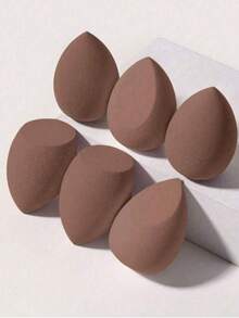 6 Pcs Makeup Sponges, For Cream And Powder Concealer - Coffee Brown - View 1