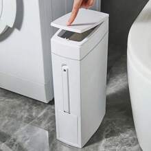 12-Liter Stylish Black Trash Can (One-Touch Push-Button Lid) Features A One-Touch (Push-Button) Lid, Silent Closing, And Odor-Proof Sealing Design. Constructed From Durable Plastic With A Sturdy Build, It Is Powder-Coated For Easy Cleaning And Maintenance. Its Space-Saving Elliptical Design Combines Modern Aesthetics, Making It Suitable For Homes, Bedrooms, Kitchens, Bathrooms, Laundry Rooms, Children's Rooms, Dormitories, Offices, And Commercial Spaces. This Compact Trash Can Serves As Both A Practical Waste Management Solution And A Decorative Office Supply - 純色垃圾桶 - 查看 14