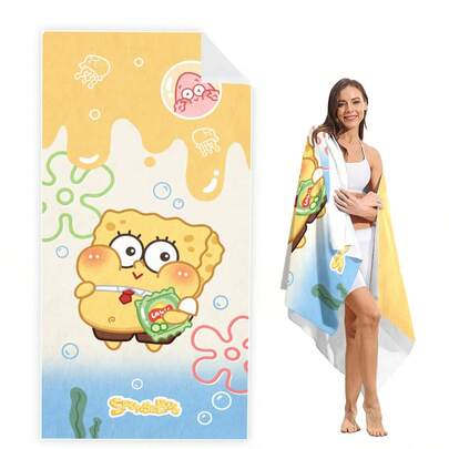 1pc Square Microfiber Sponge Beach Towel/Bath Towel, Soft And Comfortable, Highly Absorbent, Suitable For Beach, Home Shower, Hotel, Gym, Sauna. Can Be Used As Bath Towel, Full Body Towel Or Beach Towel. Premium Fabric.