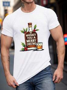 Camiseta de Verano para Hombre Talla Grande, con Estampado Gráfico "YOU A MERRY CHRISTMAS", Camisetas de Manga Corta, Tops Casuales de Moda para la Vida Diaria, para Hombres Altos y Corpulentos - Blanco - Ver 7