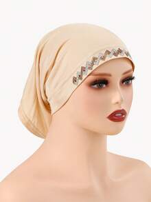 1 chiếc khăn trùm đầu bằng vải jersey màu trơn đính đá lấp lánh dành cho nữ, kiểu dáng bandana, mũ ống thời trang đính kim cương, phụ kiện hijab, mũ hijab đa năng phù hợp cho mọi mùa, mùa hè, đi biển. - Mũ lưỡi trai nhiều màu - Đính đá dập nổi - Xem 23