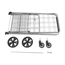 Silver Folding Trolley, Iron Frame With Baked Enamel Finish, 4-Wheel (2 Lockable) Shopping Cart, 50 Kg Load Capacity For Outdoor And Indoor Use (55*104 Cm) - A - View 11