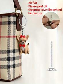 2D Cartoon Red Bow Chihuahua Dog Keychain, Anti-Lost, Double-Sided Clear Printing, Suitable For Various Bag Types Like Square Bag, Shoulder Bag, Shopping Bag, Armpit Bag Etc., Applicable For Commuting, Travel, Vacation, Beach, Study, Dating, Camping, Picnic And Other Scenarios, Perfect Gift For Animal Lovers And Mother's Day - Multicolor - View 4
