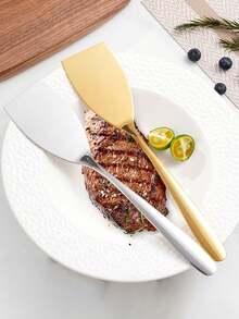 1pc Premium Stainless Steel Kitchen Spatula, Stainless Steel Kitchen Turner, Small Frying Pan, Egg Turner, Steak Turner, Flat Spatula, Teppanyaki Spatula, Pizza Spatula, Steak, Teppanyaki, Pizza, Pancake Cooking Turner And Serving Tool, Kitchen Cooking Tool - Multicolor - View 5