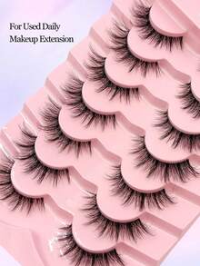 Asiteo 7 Cặp mi giả dài tự nhiên với dải trong suốt, mềm mại và tự nhiên, làm từ lông chồn nhân tạo, có thể tái sử dụng, tiện lợi khi đi du lịch và sử dụng hàng ngày. - màu đen - Xem 2