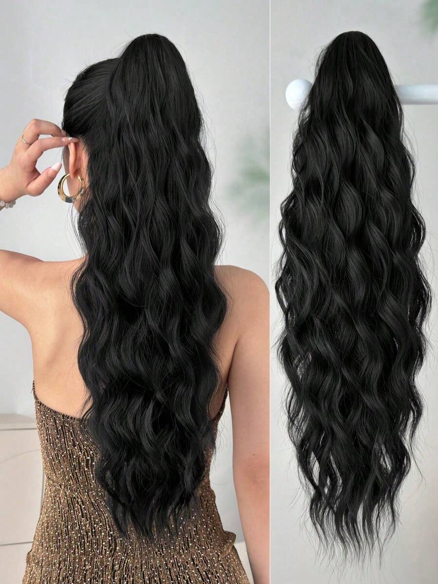 Tóc đuôi ngựa giả sóng nước dài 26 inch, sợi polyester chịu nhiệt, phù hợp cho phụ nữ. - Nhiều màu - Xem 1