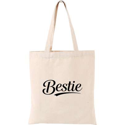 1 chiếc túi tote vải canvas Bestie, quà sinh nhật cho bạn thân, túi xách đeo vai thiết kế độc đáo, quà tặng ngày lễ (11,81 inch x 13,78 inch)