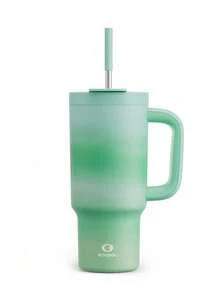 Cốc 40 Oz Có Quai Và Ống Hút, Cốc Cách Nhiệt Chống Rò Rỉ 100% Có Nắp Và Ống Hút, Cốc Du Lịch Bằng Thép Không Gỉ, Giữ Lạnh Trong 34 Giờ, Thân Thiện Với Giá Để Cốc Trên Xe Hơi - Nhiều màu - Xem 9