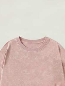 Casual Tie-Dye Short Sleeve Round Neck T-Shirt - Printed Pattern, Soft & Comfortable Fabric, Machine Washable, Summer Women Top Pink - Pink - View 6