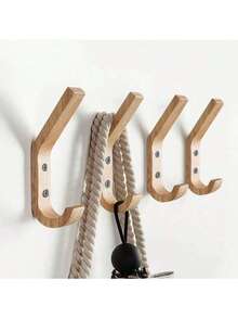 1个木质壁挂式挂钩，橡木简约设计，结实耐用，可作衣帽钩，乡村风格壁挂式木质衣架挂钩 - 彩色 - 查看 5