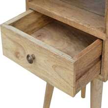 Solid Wood Mini Oak-Ish Bedside 1 Drawer And Open Slot Brown - 棕色 - 查看 6