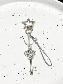 1 pieza Llavero compacto con encanto de "Puerta de las Estrellas", correa para teléfono, colgante con cuentas, cadena colgante para mochila, diseño original - Plateado - Ver 2