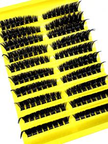 160pcs 8-16mm Curled D-Shape Cluster False Eyelashes, 80D 3D Thick & Fluffy Faux Mink Makeup Tools, Reusable Beauty Accessories - D - View 8