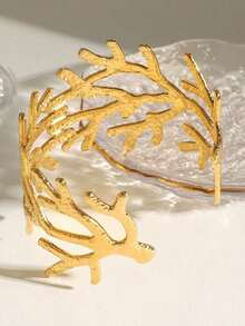 1pc Vintage Exaggerated Coral Textured Bracelet, Beach Holiday Accessory - Coral - View 4