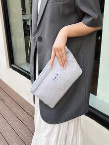 1 Piece Spring And Summer New Design Mesh-Feel Makeup Bag Large Capacity Water And Lotion Cosmetics Lipstick Foundation Organizer Bag Portable Handheld Bag - White Gauze Handbag - View 4