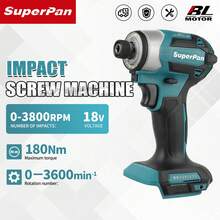 SuperPan 173 Brushless Cordless Impact Driver, 180Nm High Torque 3-Speed Electric Screwdriver, Home Renovation Power Tool, Bare Tool - Blue - View 1