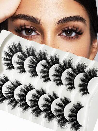 7对十字形假睫毛，打造自然浓密夸张的凌乱美感眼妆