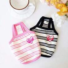 1 chiếc áo vest không tay thêu sọc cho thú cưng, thích hợp cho chó Teddy, Poodle và các giống chó nhỏ khác. - màu đen - Xem 1