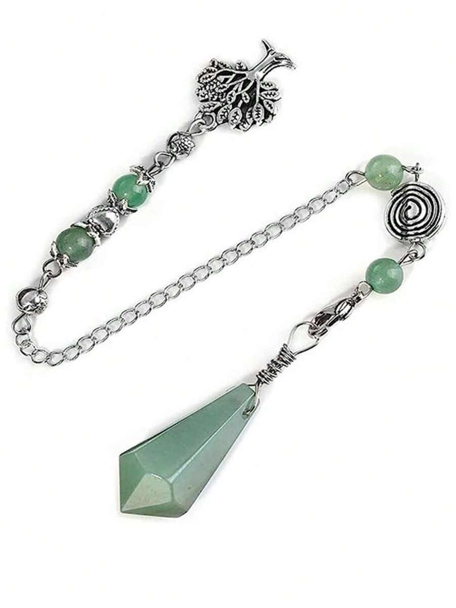 1件天然宝石绿东陵玉占卜水晶吊坠，用于占卜、预知和疗愈，六角尖头生命之树水晶摆锤 X058 - X058 - 查看 1