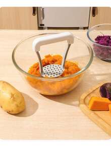 2 piezas Prensador manual de patatas, herramienta de prensado de alimentos para hacer puré, para uso doméstico, prensador de camote - Multicolor - Ver 3