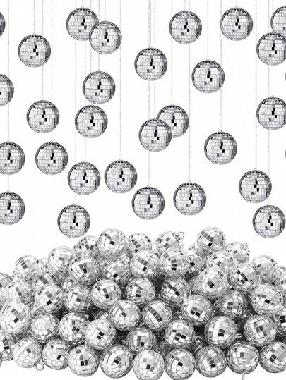 10pcs Mirror Disco Ball Decorations, Mini Disco Ball Hanging Ornaments, Reflective Balls Suitable For 70s Disco Theme Party, Tree, Birthday, Wedding